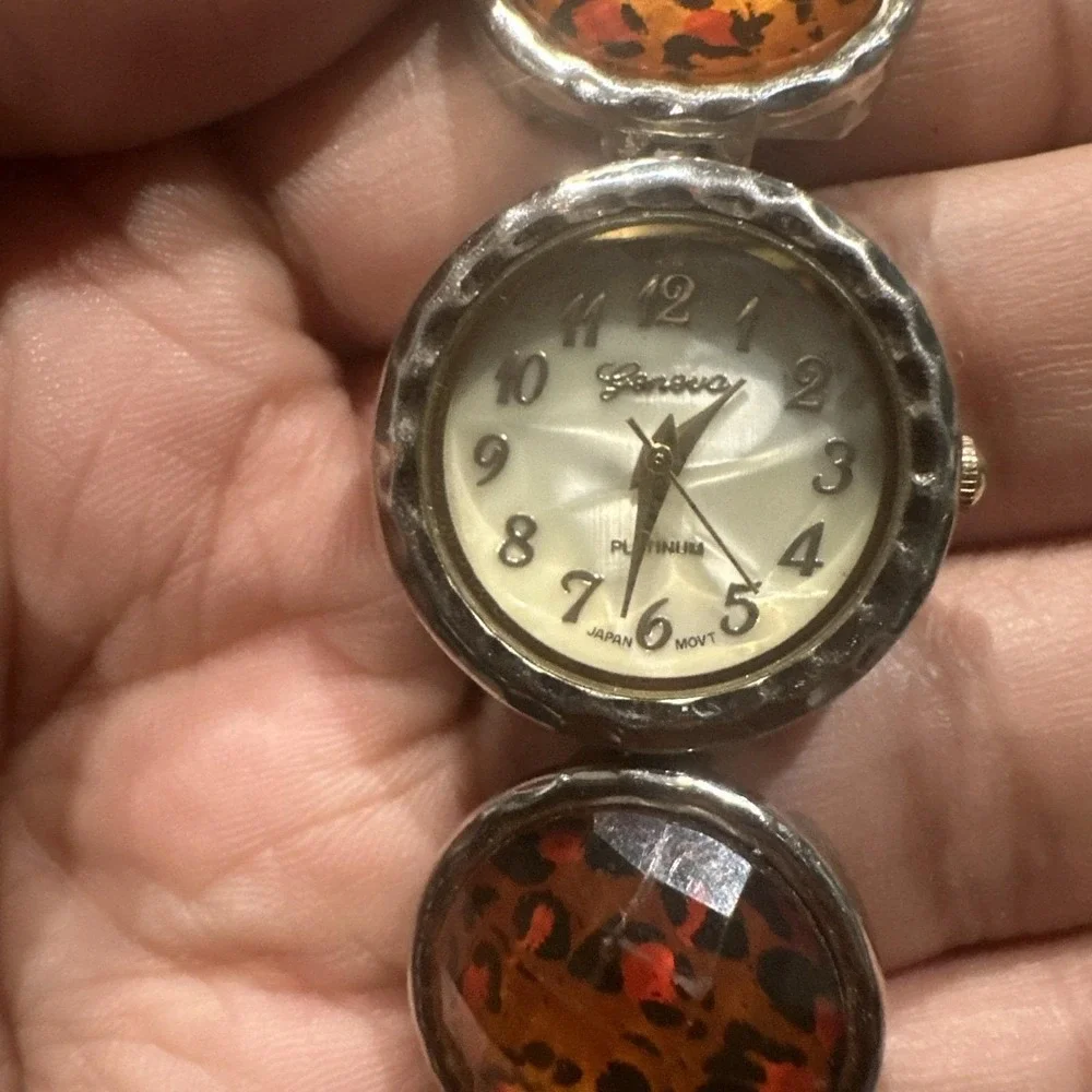 Working Geneva Platinum‎ 25mm Bracelet woman watch Orange Designer Band Fits 7in